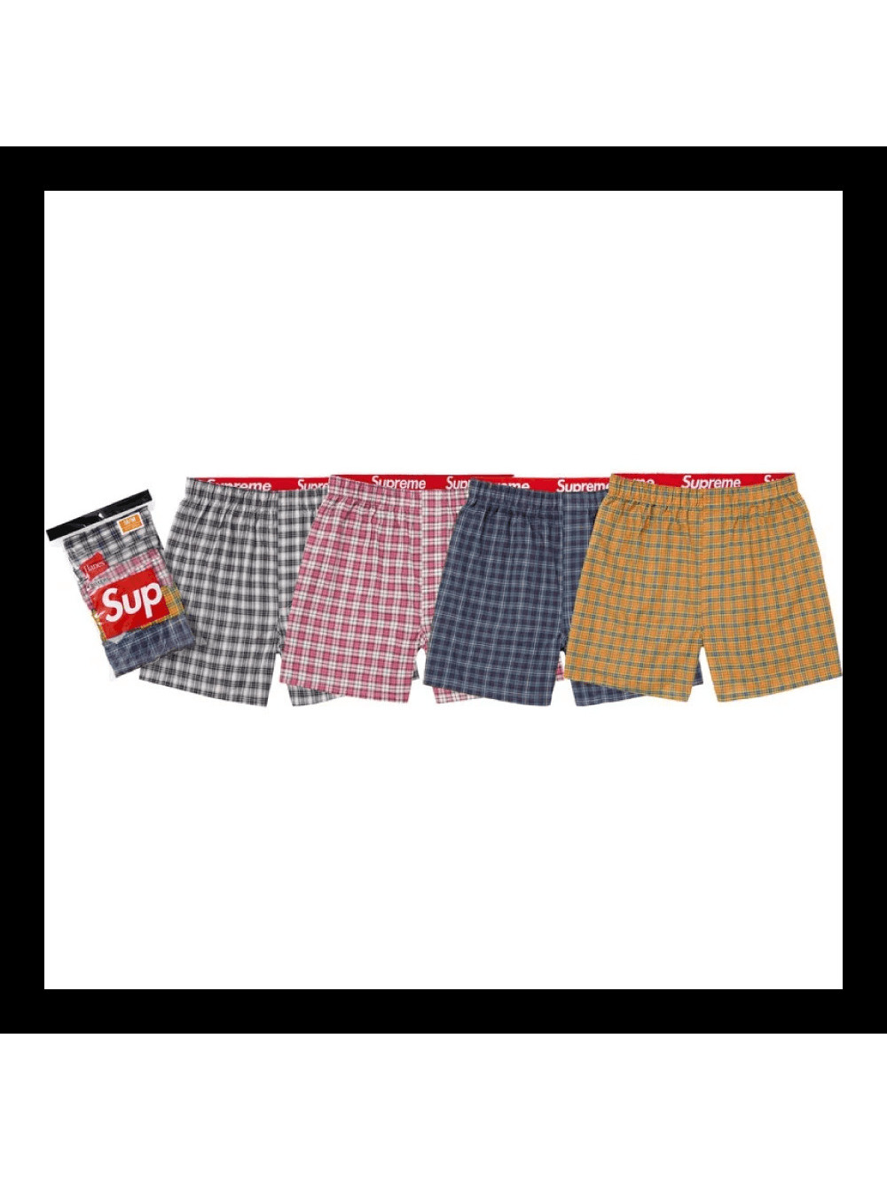 Supreme x Hanes Plaid Boxers (4 Pack) • M